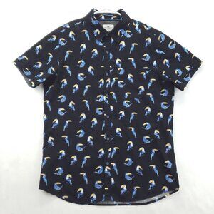 Ditch Plains Ricky Singh Shirt Mens Large Black Toucans 100% Cotton Button-Up